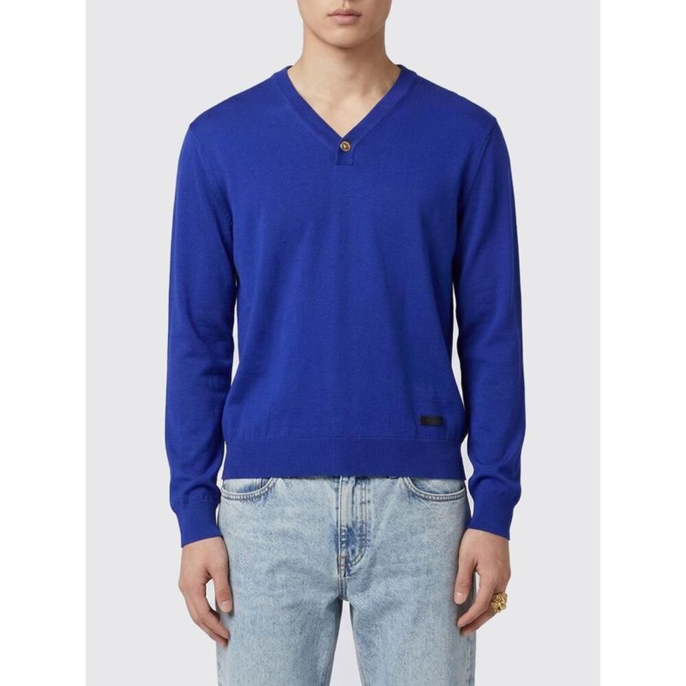 Versace Men Cotton And Silk V-Neck Sweater Versace